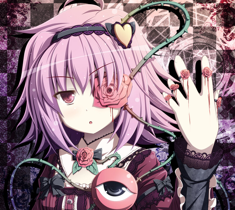 Anime Girl with Roses — Purple, Dark, Dramatic
