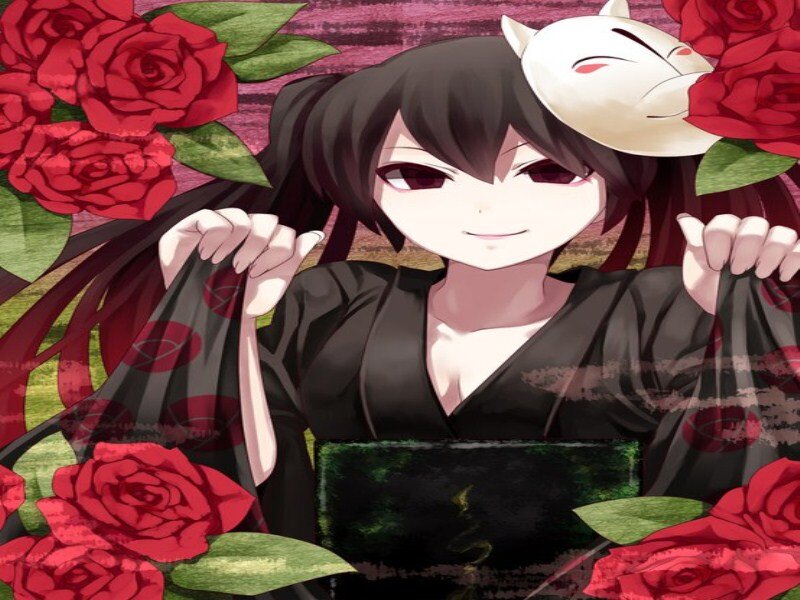 Anime Girl with Roses — Red, Calm