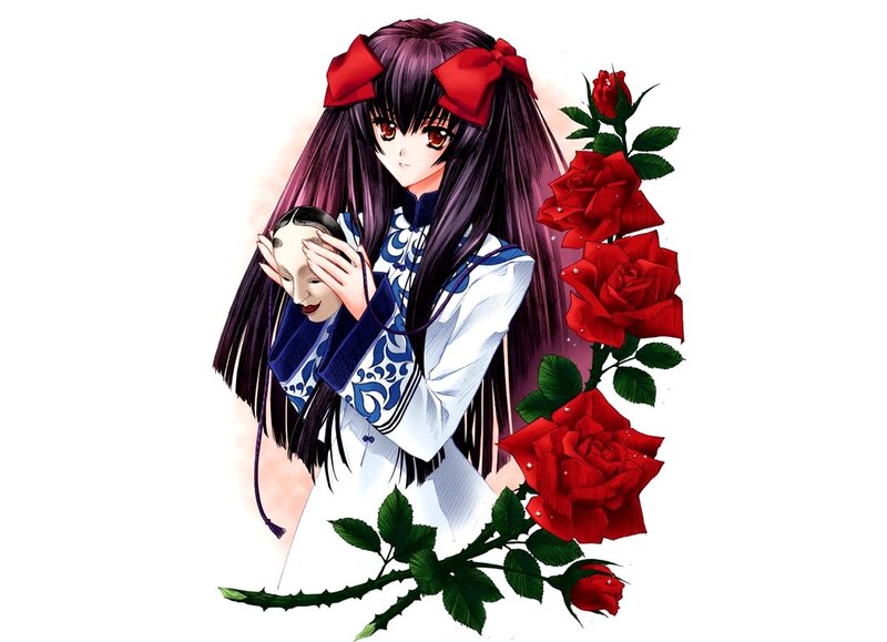 Anime Girl with Roses — White, Dramatic, Manga