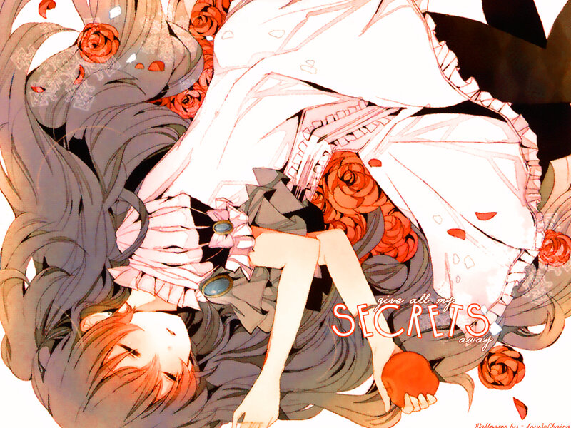 Anime Girl with Roses — White, Dreamy