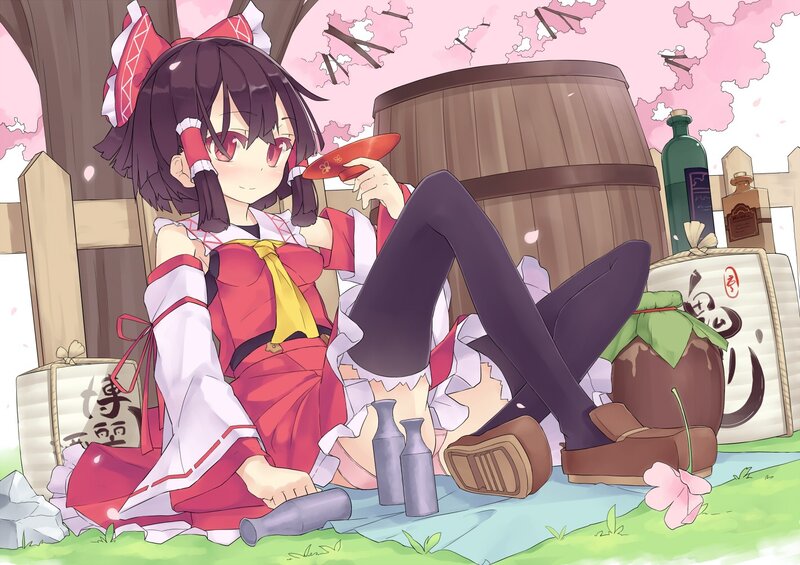 anime girl with sake barrels