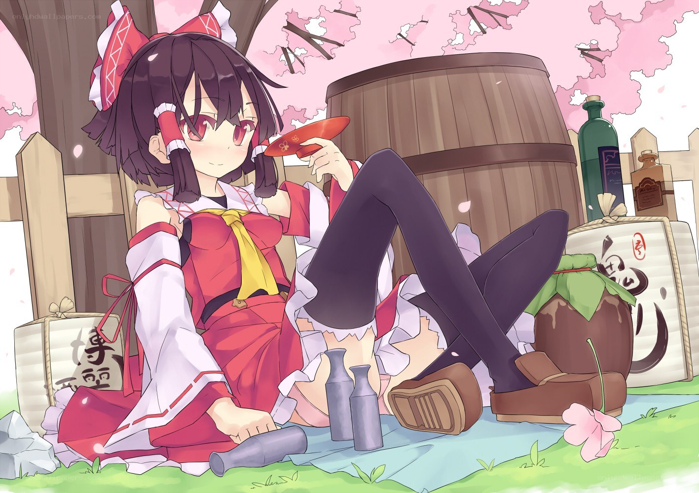 anime girl with sake barrels