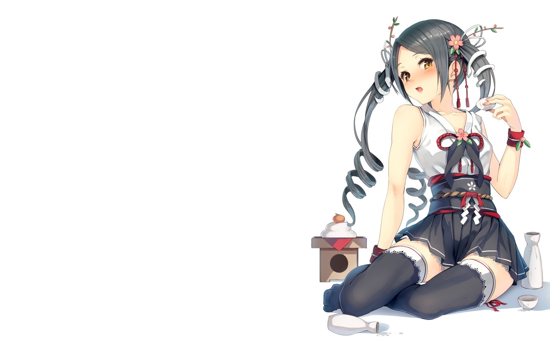 anime girl with sake set