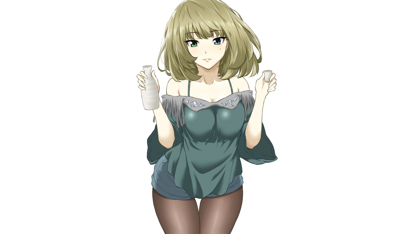 anime girl with sake set