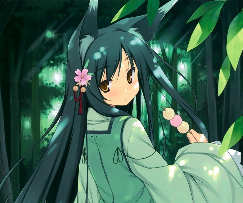 anime girl with sakura hairpin