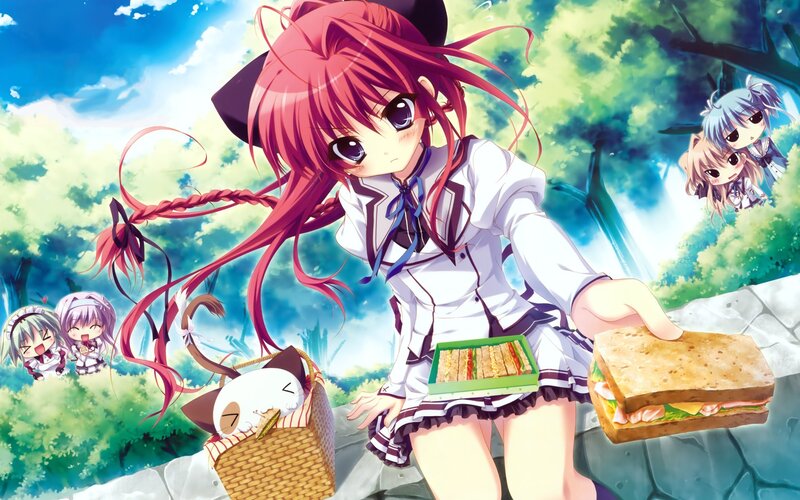 Anime girl with sandwiches