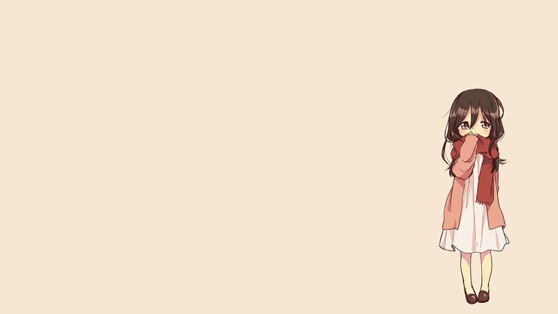 Anime Girl with Scarf — Beige, Calm