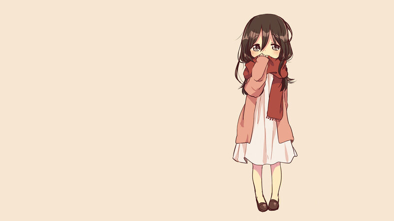 Anime Girl with Scarf — Beige