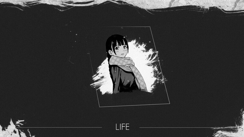 Anime Girl with Scarf — Black, Dramatic, Manga