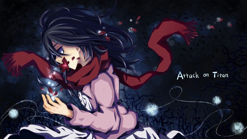 Anime Girl with Scarf — Black, Dramatic, Night