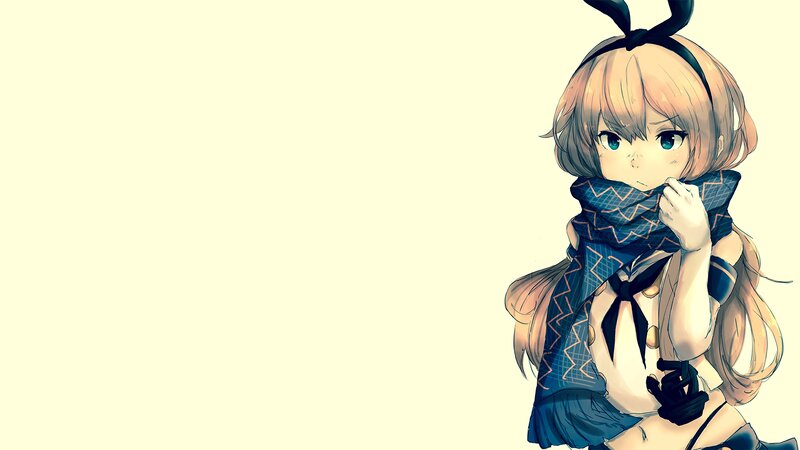 Anime Girl with Scarf — Blue, Calm, Digital Art, Headband