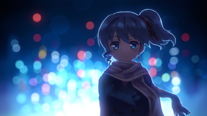 Anime Girl with Scarf — Blue, Calm
