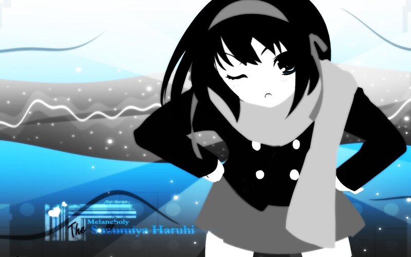 Anime Girl with Scarf — Blue, Melancholy