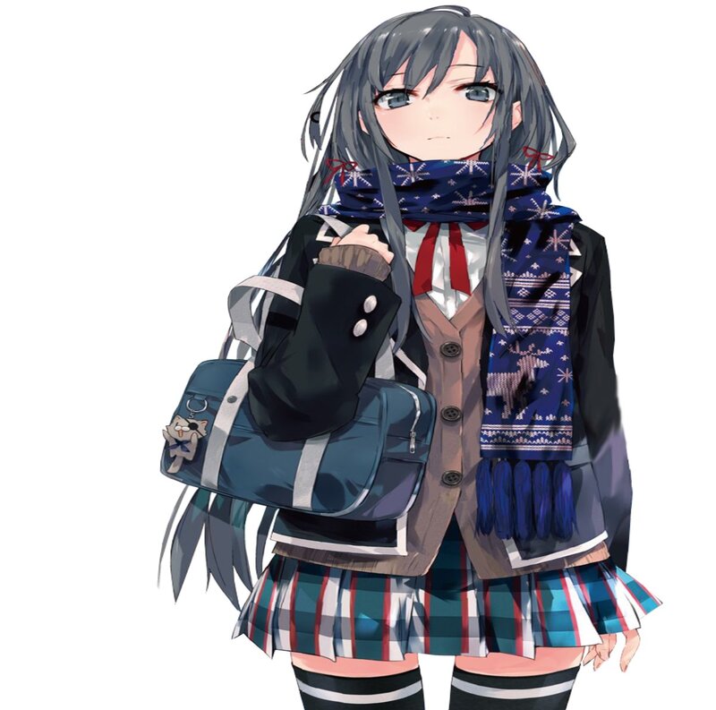 Anime Girl with Scarf — Blue, Neutral