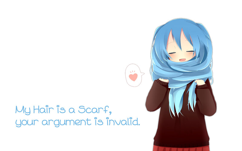 Anime Girl with Scarf — Blue, Playful