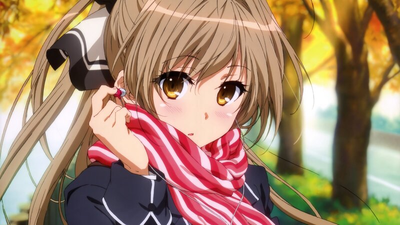 Anime Girl with Scarf — Brown, Calm, Autumn