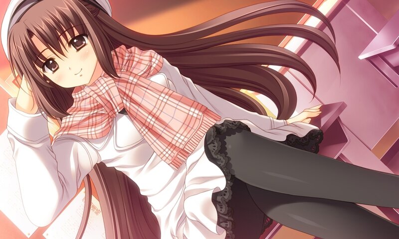 Anime Girl with Scarf — Brown, Calm