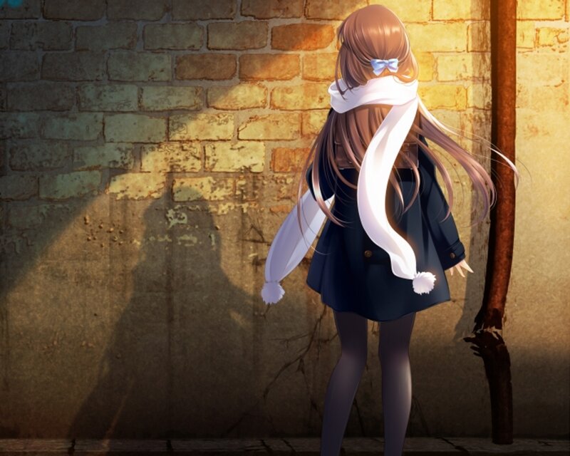 Anime Girl with Scarf — Brown, Dramatic