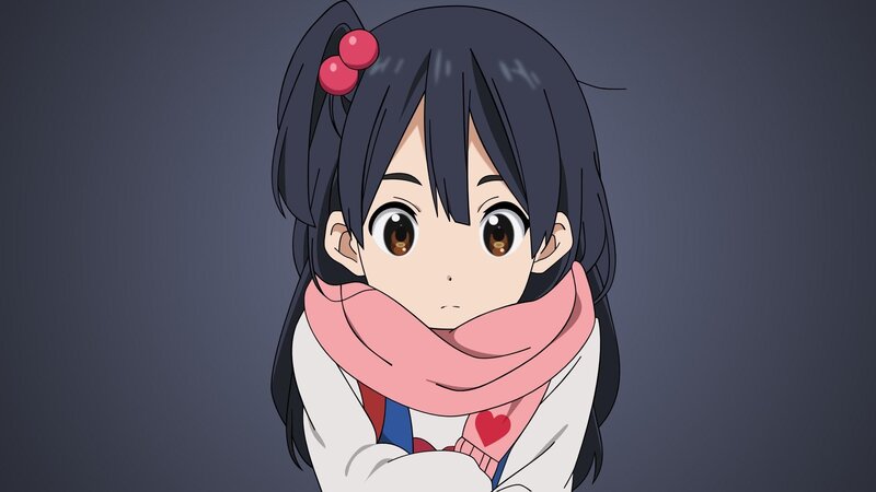 Anime Girl with Scarf — Gray, Neutral, Hair Bow