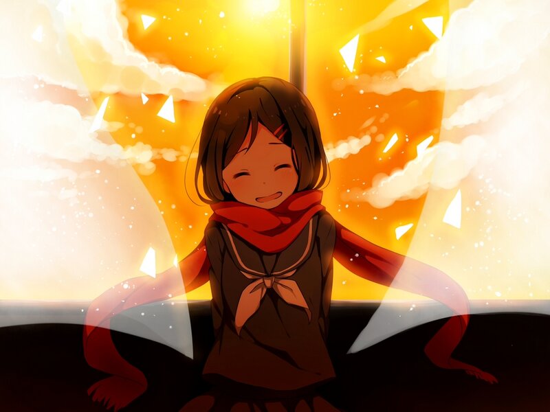 Anime Girl with Scarf — Orange