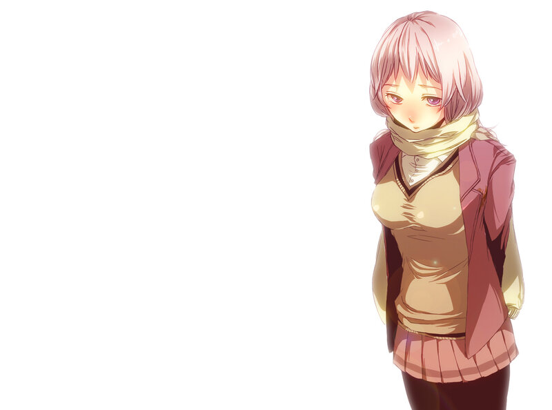 Anime Girl with Scarf — Pink, Calm