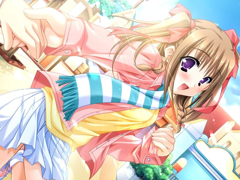 Anime Girl with Scarf — Pink