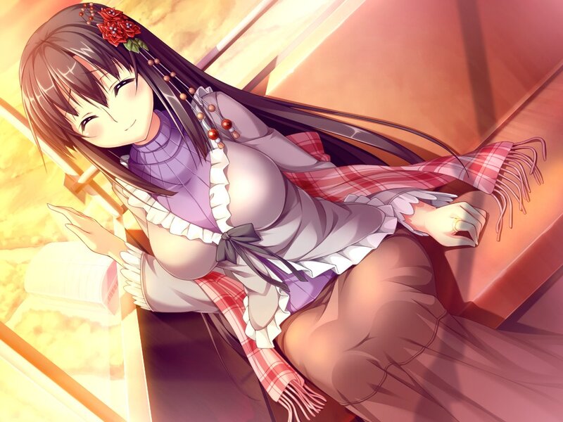 Anime Girl with Scarf — Purple, Calm