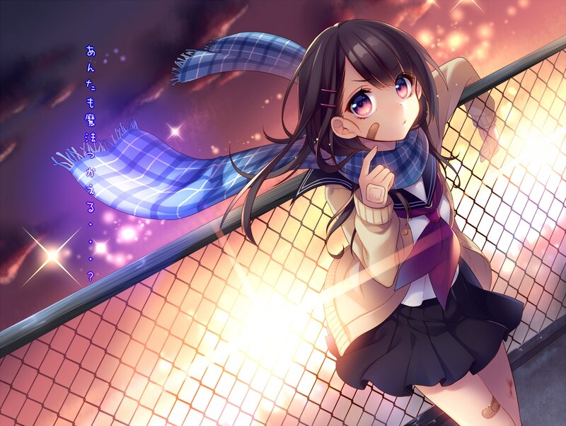 Anime Girl with Scarf — Purple, Dramatic