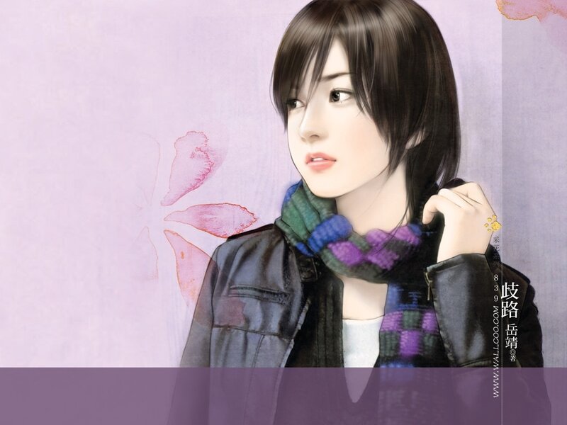 Anime Girl with Scarf — Purple