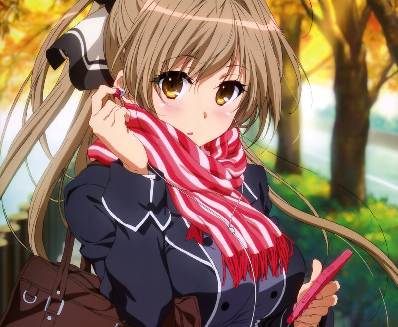 Anime Girl with Scarf — Red, Calm