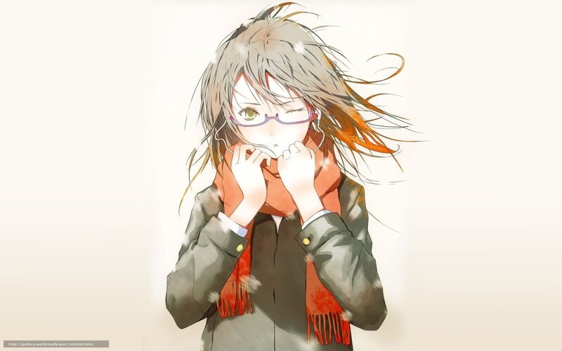 Anime Girl with Scarf — White, Calm, Autumn