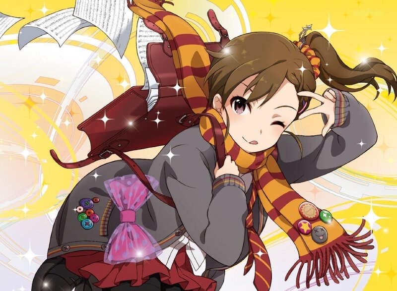 Anime Girl with Scarf — Yellow, Cheerful