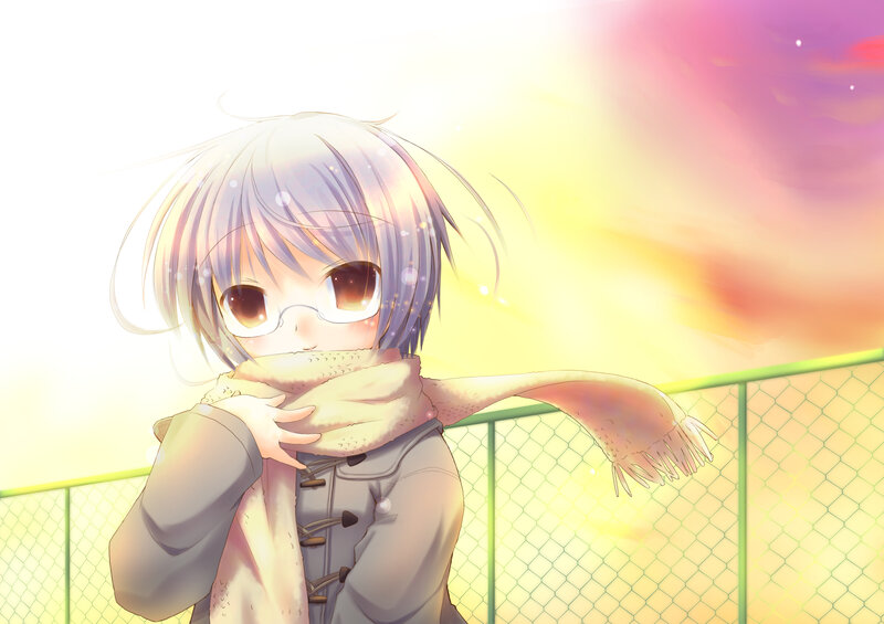 Anime Girl with Scarf — Yellow, Serene