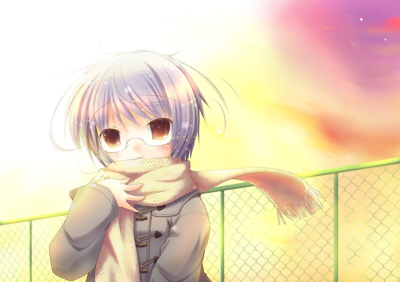 Anime Girl with Scarf — Yellow