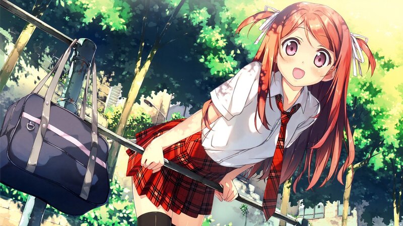 anime girl with school bag