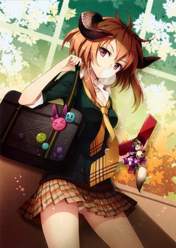 anime girl with school bag