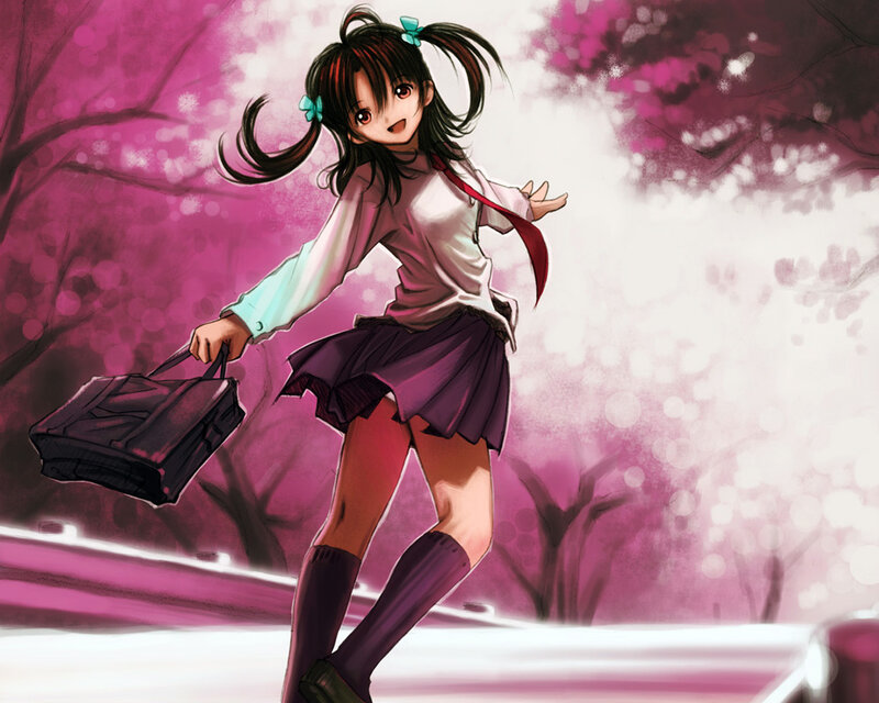 anime girl with school bag