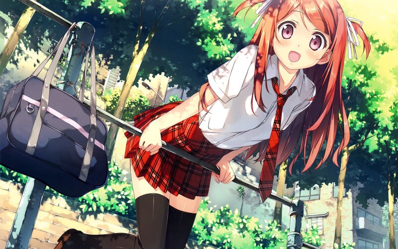 anime girl with school bag