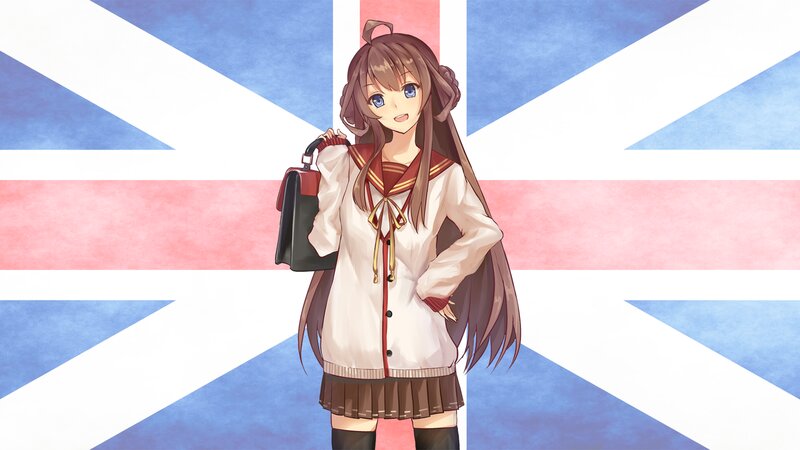 Anime Girl with School Uniform — Blue
