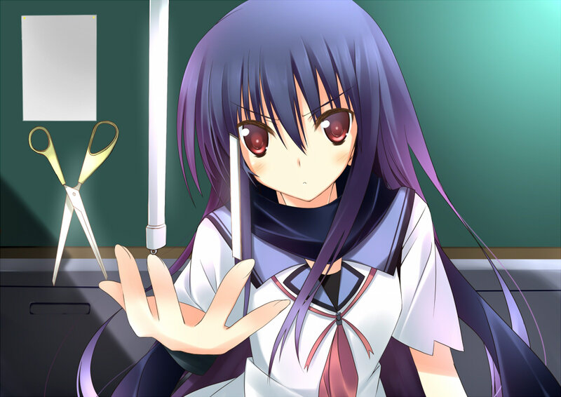 anime girl with scissors