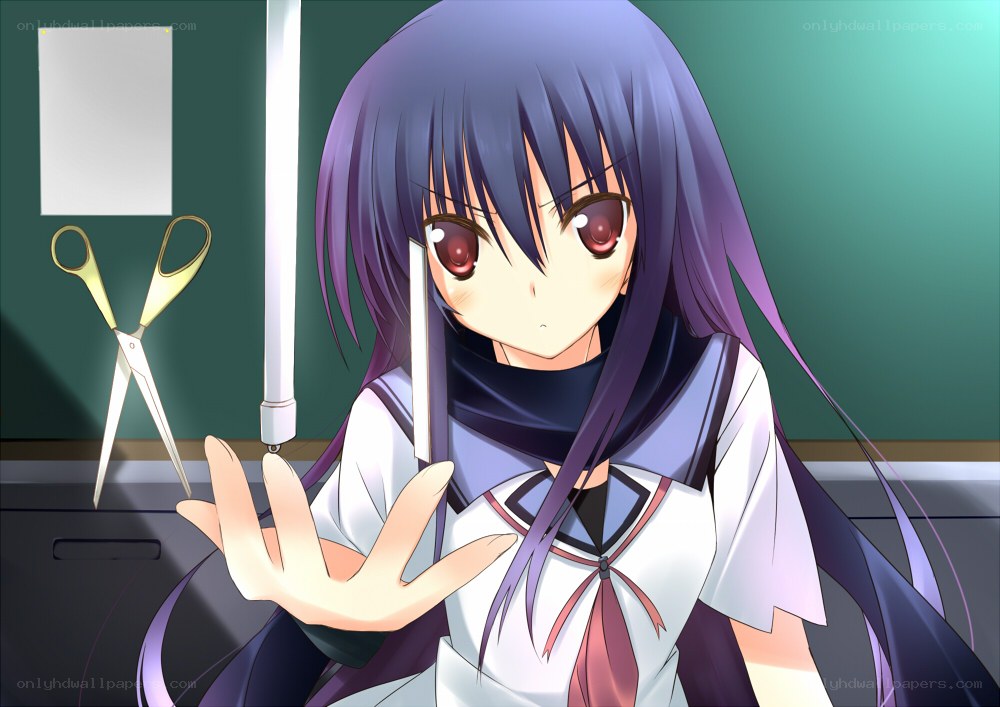 anime girl with scissors