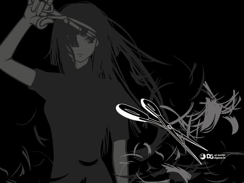 anime girl with scissors