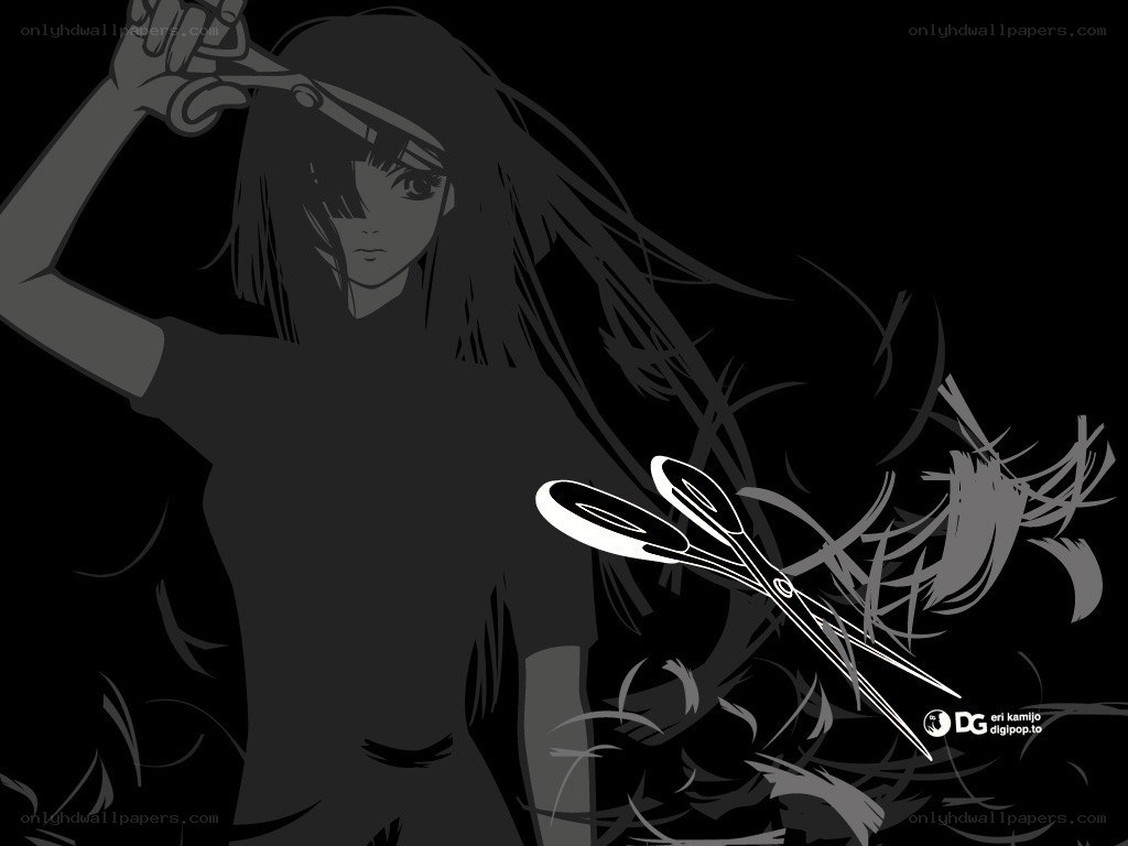 anime girl with scissors