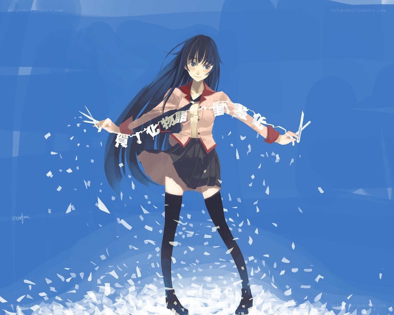 anime girl with scissors