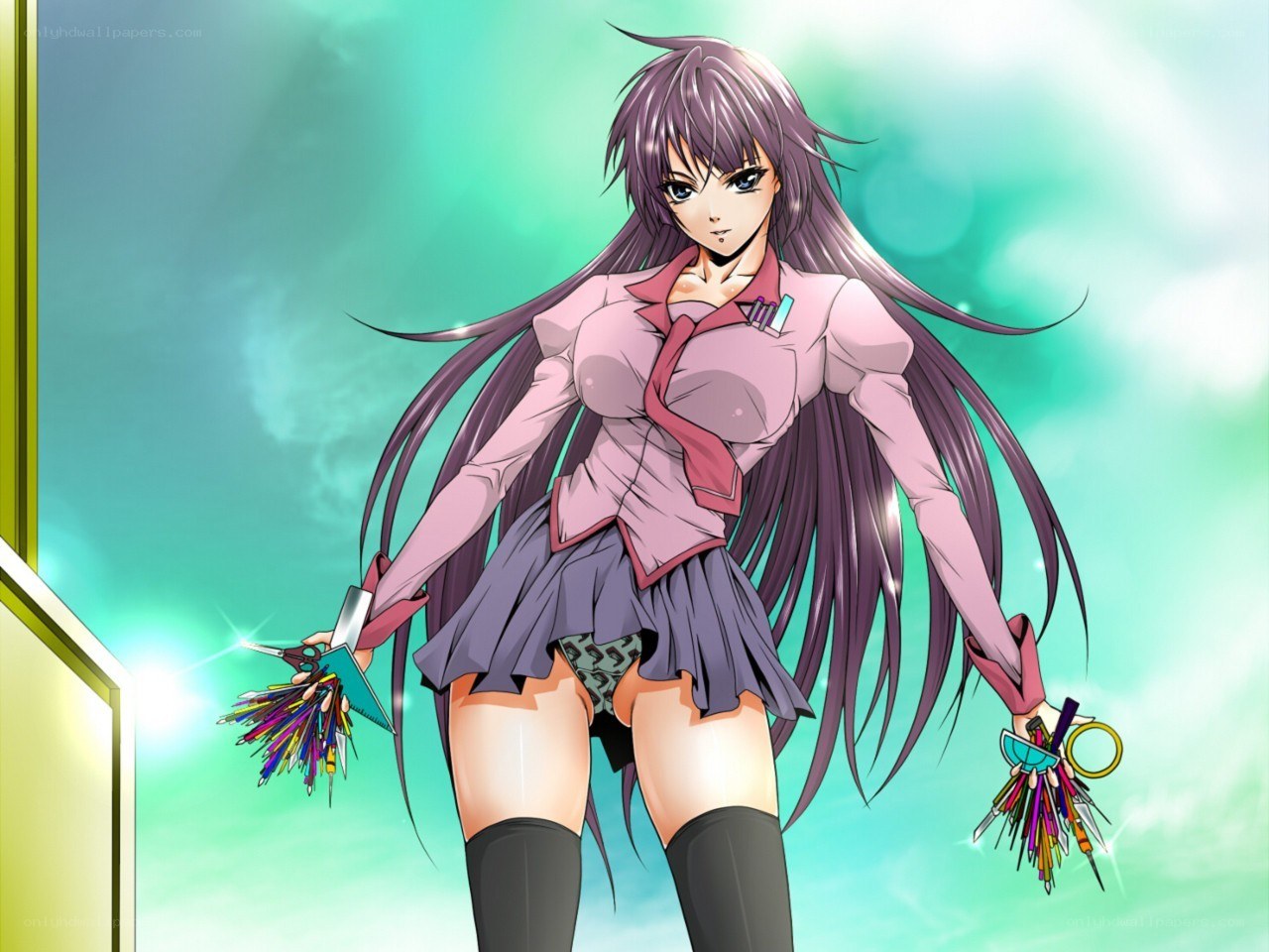 anime girl with scissors