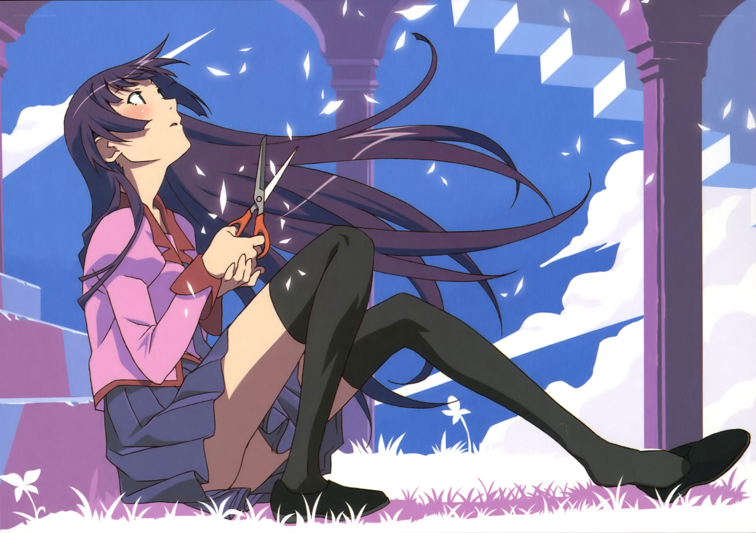 anime girl with scissors