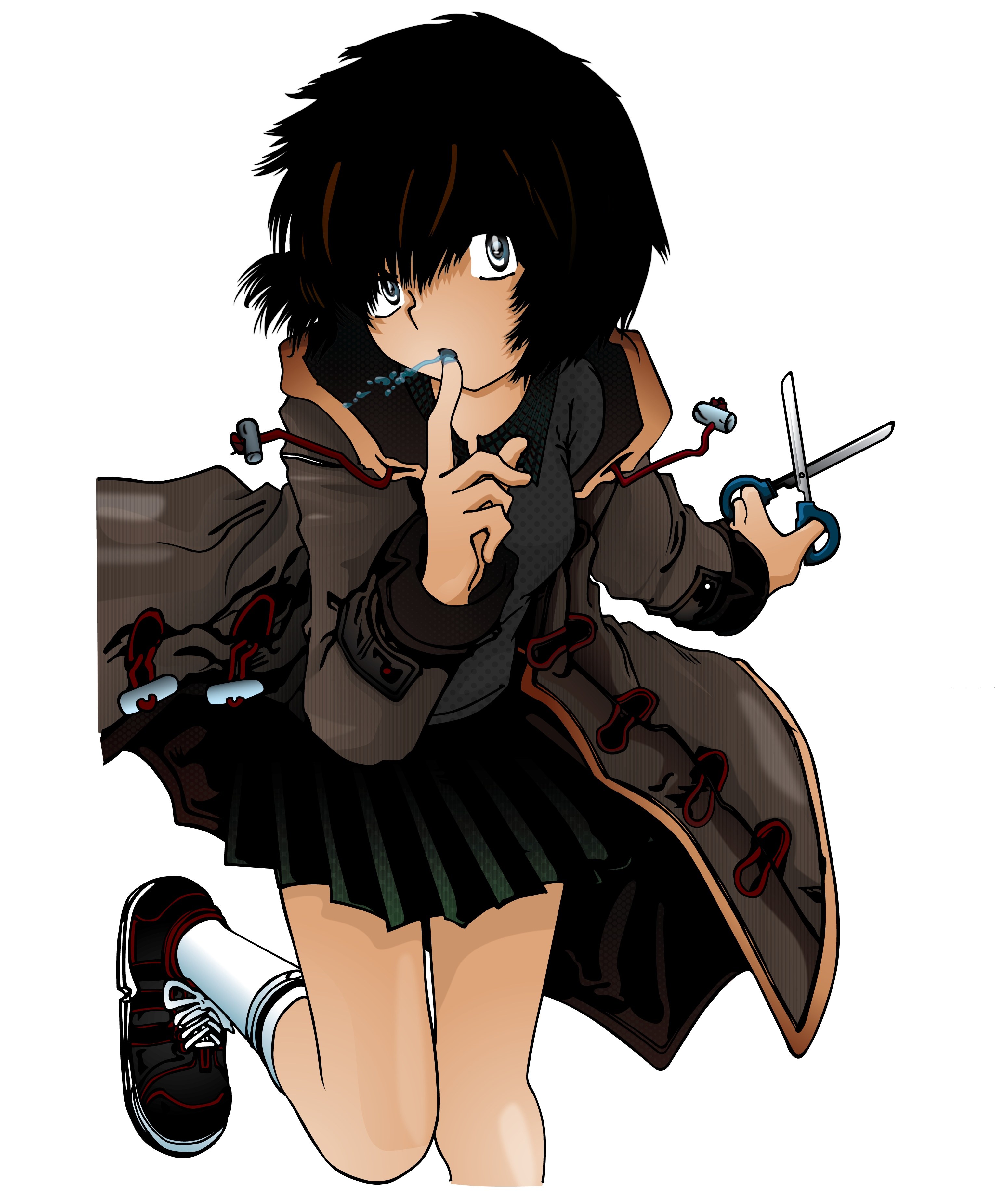 anime girl with scissors