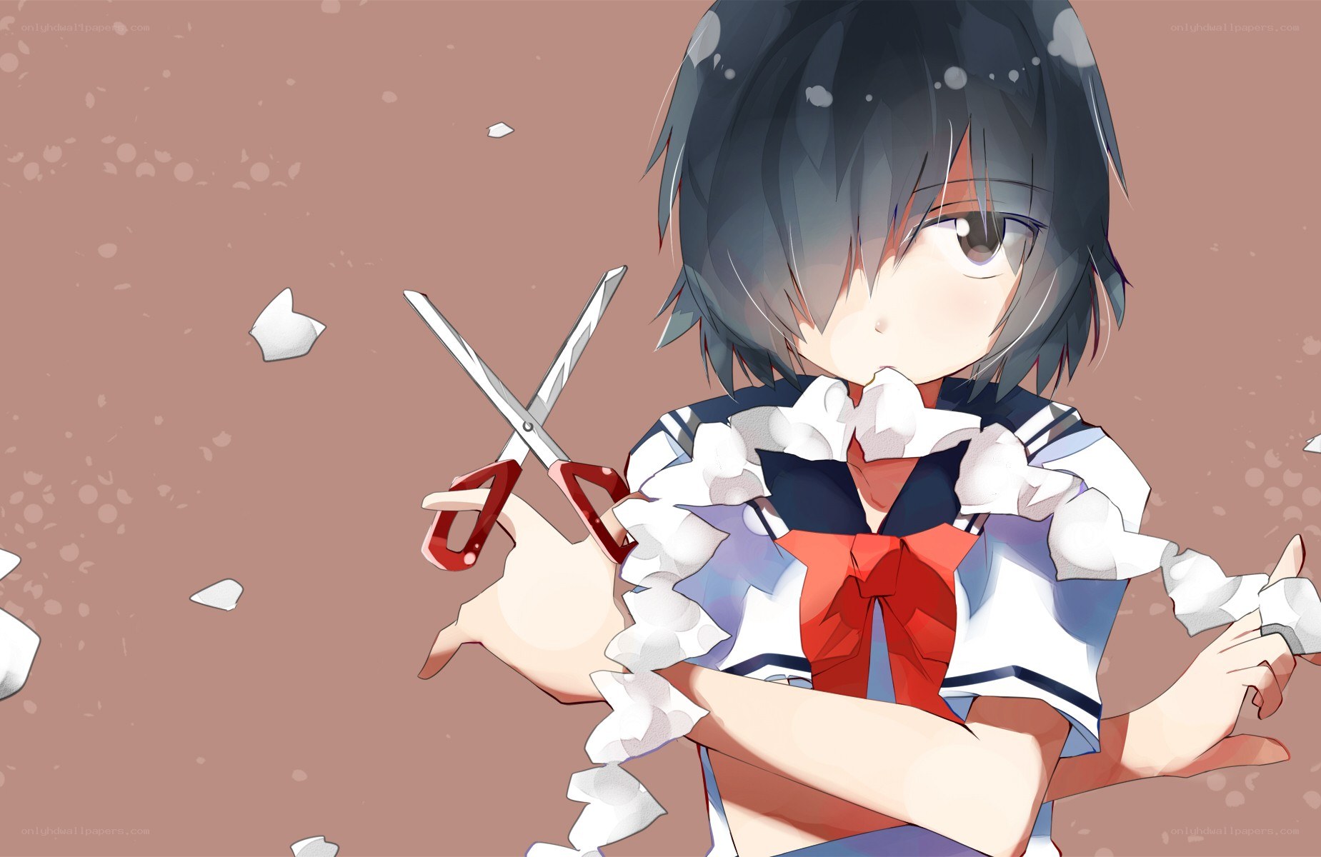 anime girl with scissors