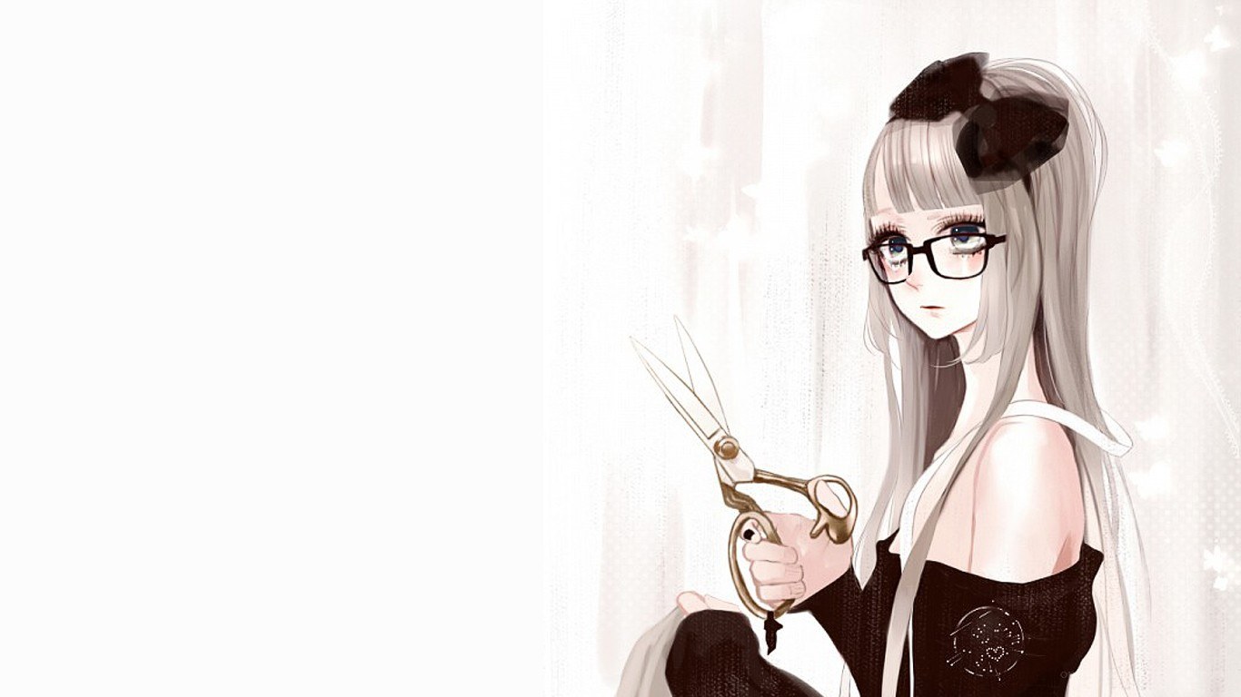 anime girl with scissors