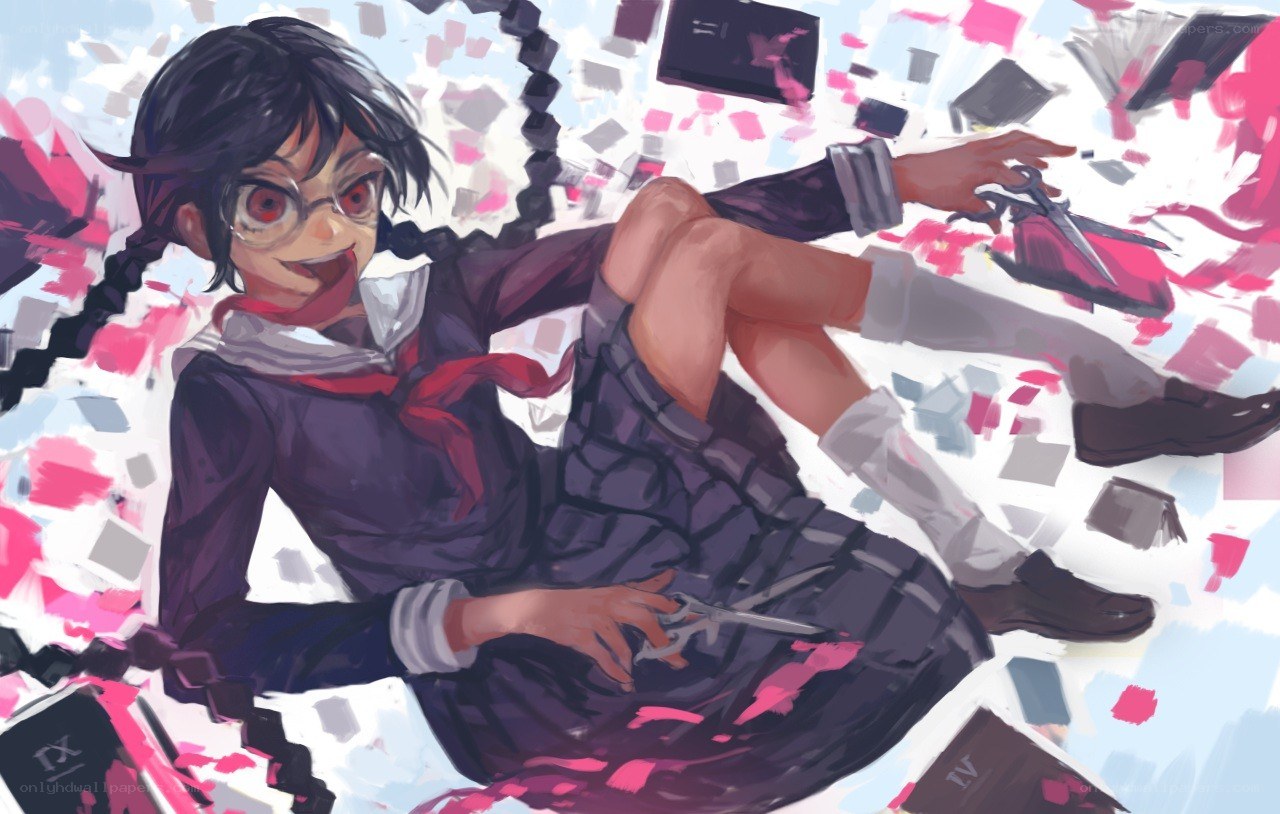 anime girl with scissors
